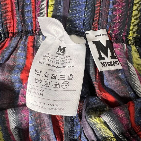 Missoni Pants Womens 40 Super Wide Leg Mutlicolor Striped Raw Hem Resort - Picture 3 of 8